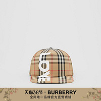 BURBERRY Love 图案印花格纹棒球帽 80377891（M、典藏米色）