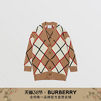 BURBERRY 童装 多色菱形羊毛混纺开衫 80364091（驼色、12Y ）