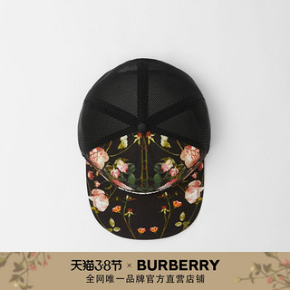 BURBERRY 玫瑰棉质拼网面棒球帽 80376011（L、黑色）