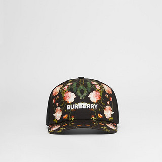 BURBERRY 玫瑰棉质拼网面棒球帽 80376011（XL、黑色）