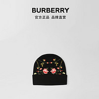 BURBERRY 玫瑰刺绣美利奴羊毛帽 80374661