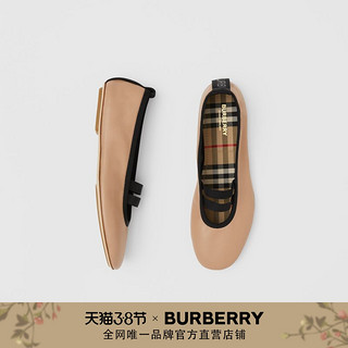 BURBERRY女鞋 徽标羔羊皮芭蕾鞋 80374521（39、驼色）