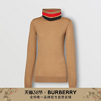 BURBERRY女装条纹细节羊毛连帽上衣80372131（L、米色）