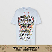 BURBERRY 男装 蒙太奇印花宽松T恤衫80374681（XL、浅蓝色）