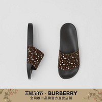 BURBERRY 专属标识植绒皮革拖鞋80362441（36、马勒棕）
