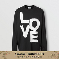 BURBERRY Love 印花棉质上衣 80375841（XS、黑色）