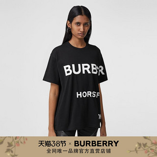 BURBERRY 印花棉质宽松 T 恤衫 80407641（M、黑色）