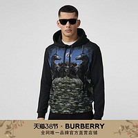 BURBERRY 男装 绿地印花棉质连帽衫 80375931（M、黑色）