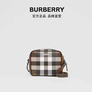 BURBERRY 格纹印花皮革斜背包 80353251