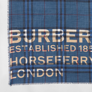 BURBERRY 印花丝毛混纺大号方巾 80394241（墨蓝色）