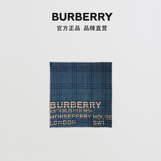 BURBERRY 印花丝毛混纺大号方巾 80394241（墨蓝色）