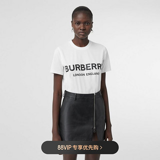 BURBERRY 女装 徽标印花棉质 T 恤衫80088941（M、白色）