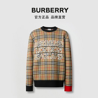 BURBERRY 男装 格纹羊毛棉质混纺针织衫 80386211（S、典藏米色）