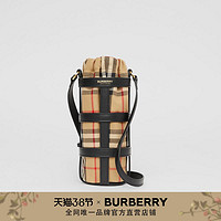 BURBERRY Vintage 格纹拼皮革水瓶套80387981（黑色）
