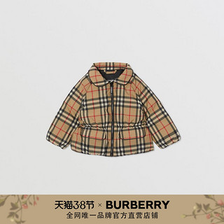 BURBERRY 婴幼儿 格纹再生聚酯羽绒服 80378561（典藏米色、2Y ）