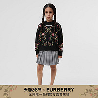 BURBERRY 童装 格纹棉府绸褶饰半裙80383551（黑色、10Y ）