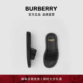 BURBERRY 徽标刺绣皮革网布拖鞋80392501