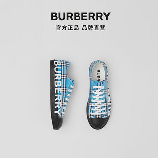 BURBERRY 男鞋 徽标印花格纹棉质运动鞋80394991（41、湛蓝色）