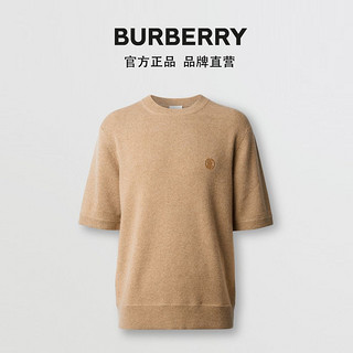BURBERRY男装 短袖专属标识图案羊绒上衣 80393001（XL、浅咖啡色）
