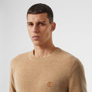 BURBERRY男装 短袖专属标识图案羊绒上衣 80393001（XL、浅咖啡色）