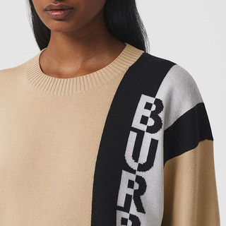 BURBERRY女装 徽标美利奴羊毛混纺针织衫 80391851（S、柔黄褐色）