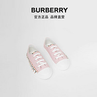 BURBERRY儿童 徽标印花棉质嘎巴甸运动鞋 80384991（31、柔粉色）