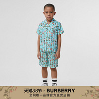 BURBERRY童装 专属标识玫瑰印花平织短裤 80384731（蓝黄玉色、4Y ）