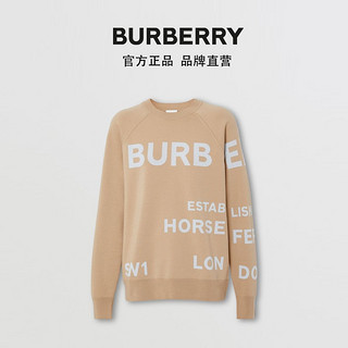 BURBERRY女装 图案美利奴羊毛混纺针织衫 80402241（S、柔黄褐色）