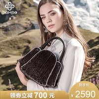 半坡真皮女包新款休闲百搭单肩斜挎包原创小众设计民族风手提包（纯黑930Z）
