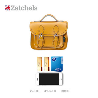 Zatchels2020mini微型剑桥包糖果系真皮女士邮差包单肩手提复古（黄色）