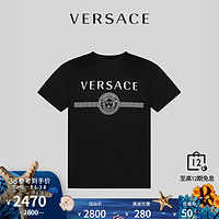 VERSACE/范思哲可持续Logo男士修身T恤A83159-A228806（XS、黑色-A008）