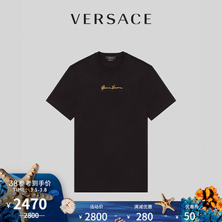 VERSACE/范思哲GV Signature刺绣男士T恤A87500-A228806（XL、黑色）