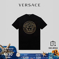 VERSACE/范思哲美杜莎缀饰Logo 男士T恤A77987-A201952（3XL、黑色）