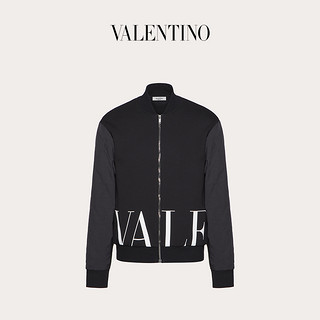 Valentino/华伦天奴男士 黑色VALENTINO 褶边印花飞行夹克（M、黑色）