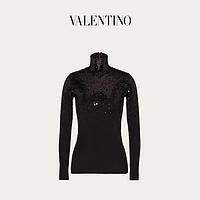 Valentino/华伦天奴女士新品 黑色 刺绣羊毛针织衫（S、黑色）