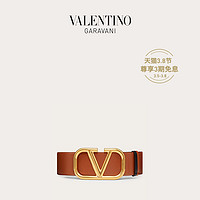 VALENTINO GARAVANI/华伦天奴双面VLogo Signature光面小牛皮腰带（深古铜色、75cm）