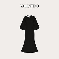 Valentino/华伦天奴 女士 黑色 弹力双层绉纱羊毛连衣裙（36、黑色）