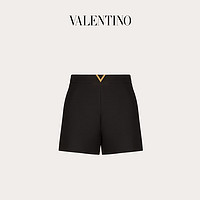 Valentino/华伦天奴女士新品黑色 金色V 字Crepe Couture 短裤（48、黑色）