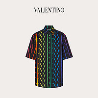 Valentino/华伦天奴男士新品 黑色 VLTN TIMES 彩色印花衬衫（46、黑色）