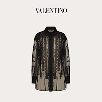 Valentino/华伦天奴女士新品 黑色 刺绣欧根纱衬衫（44、黑色）