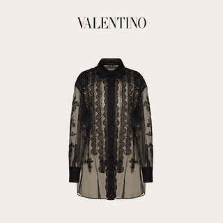 Valentino/华伦天奴女士新品 黑色 刺绣欧根纱衬衫（40、黑色）