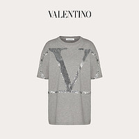 Valentino/华伦天奴女士新品灰色VLogo Signature 平纹针织 T 恤（灰色、M）