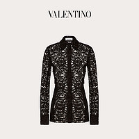 Valentino/华伦天奴女士 黑色 蕾丝与平纹针织衬衫（44、黑色）