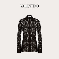 Valentino/华伦天奴女士 黑色 蕾丝与平纹针织衬衫（40、黑色）