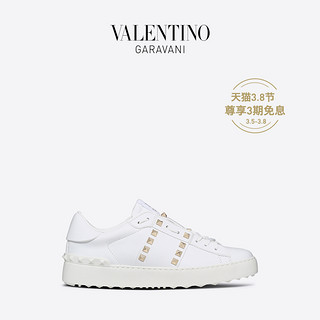 VALENTINO GARAVANI/华伦天奴ROCKSTUD UNTITLED牛皮运动鞋小白鞋（34.5、白色）