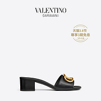 VALENTINO GARAVANI/华伦天奴女士黑色 VLogo Signature 低跟拖鞋（39、黑色）