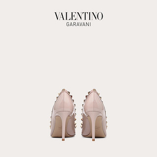 VALENTINO GARAVANI/华伦天奴 女士 ROCKSTUD 漆皮铆钉高跟鞋（38.5、裸粉色）