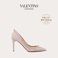 VALENTINO GARAVANI/华伦天奴 女士 ROCKSTUD 漆皮铆钉高跟鞋（37、裸粉色）