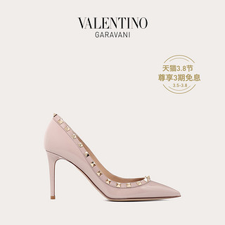 VALENTINO GARAVANI/华伦天奴 女士 ROCKSTUD 漆皮铆钉高跟鞋（36、裸粉色）