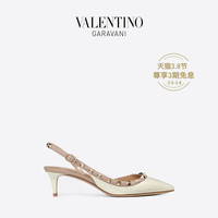 VALENTINO GARAVANI/华伦天奴女士Rockstud 漆皮后系带铆钉高跟鞋(36、象牙白)